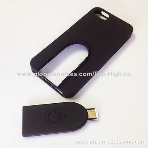 Case for iPhone 5/5S with a built-in wireless camera shutter, patent design CE/RoHS/FCC
